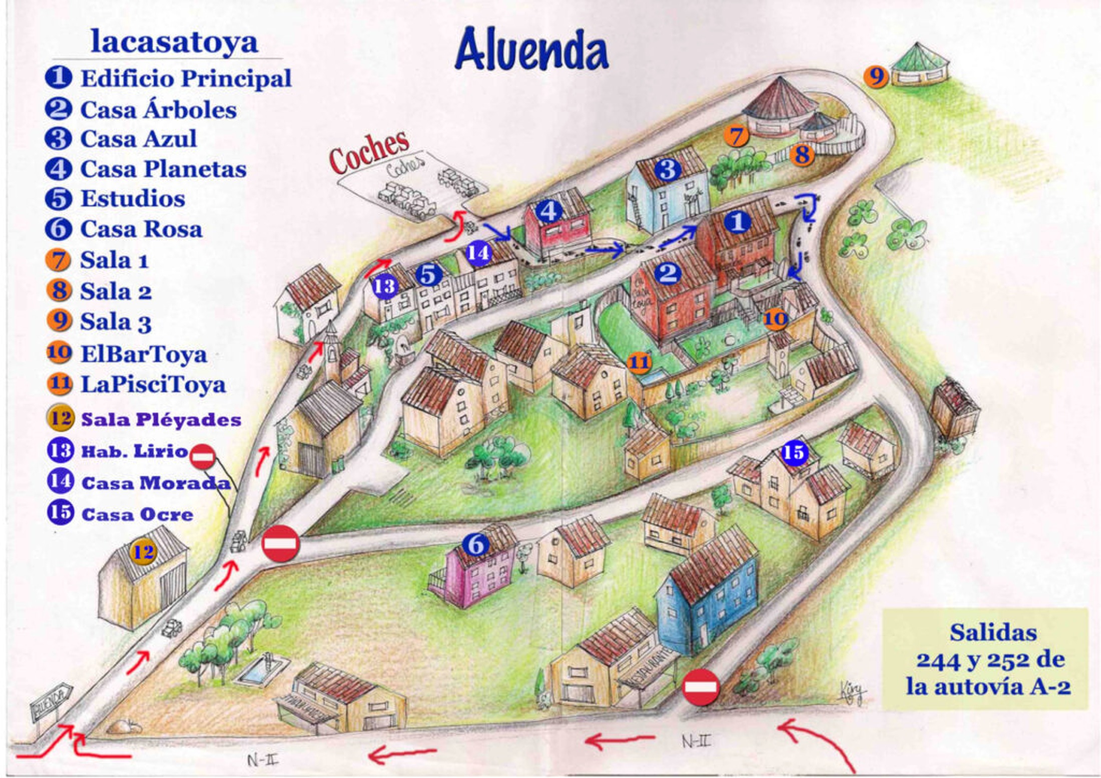 Plano de Aluenda y accesos a lacasatoya